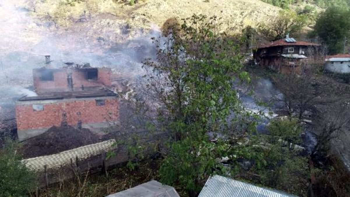 14 haneli köyde 10 ev ve cami yandı